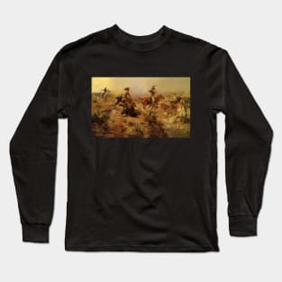 Jerked Down by Charles Marion Russell Long Sleeve T-Shirt